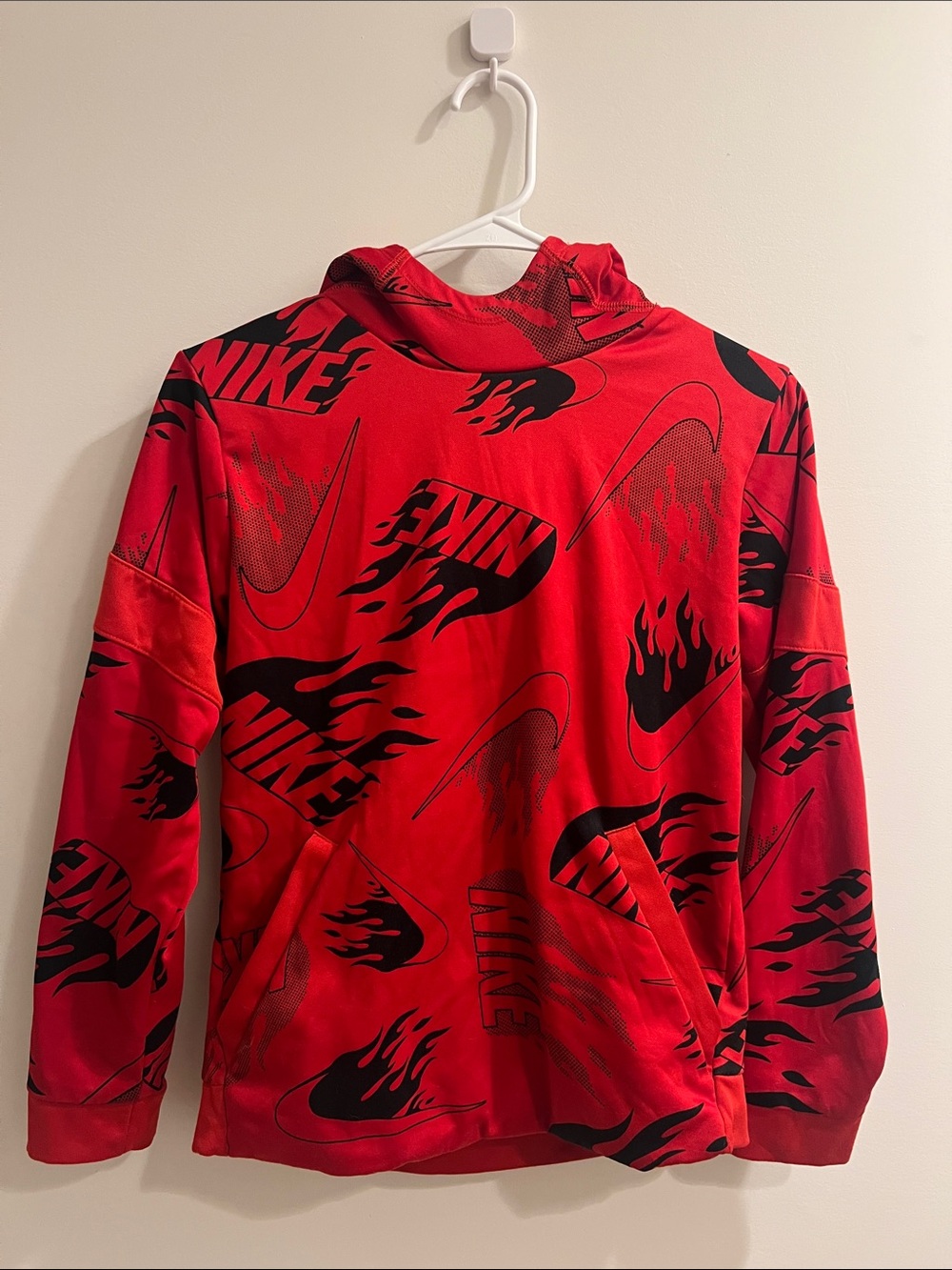 Nike Red & Black Logo Flame Hoodie